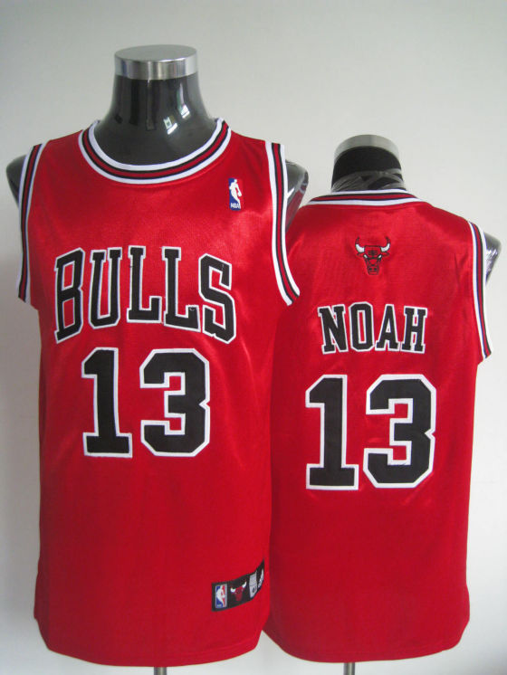 NBA Chicago Bulls 13 Joakim Noah Authentic Road Red Jersey